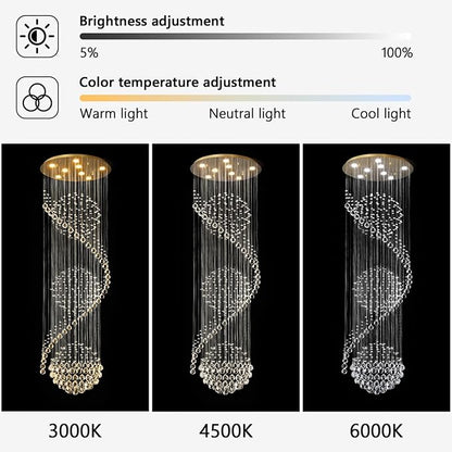 D24'' x H78'' Crystal Chandelier for Entryway High Ceiling Chandeliers Glam Chandelier Modern Large Raindrop Chandeliers LED Dimmable Light Fixtures for Staircaes Foyer Living Room Gold