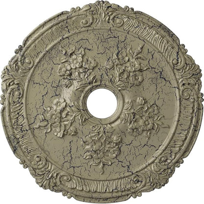 Ekena Millwork Attica with Rose Ceiling Medallion, Castle Stone Crackle