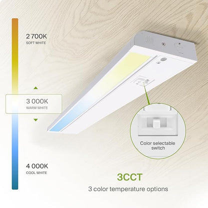 ASD Swivel LED Under Cabinet Lighting Plug in or Hardwired 32 Inch, Dimmable Under Cabinet Lights with High/Low/Off Switch, 3CCT 2700K-4000K, Linkable Under Counter Lights for Kitchen, White, ETL
