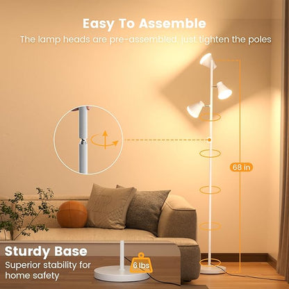 SIBRILLE 36W LED Tree Floor Lamp, Dimmable Tall Standing Lamp with Remote & Touch Control, 4 Color Temperatures Bright Floor Lamp, 3 Rotatable Light Modern Floor Lamps
