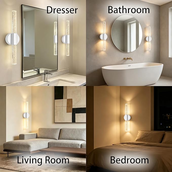 Battery Operated Wall Sconces Set of 2, Rechargeable Wall Lights with Remote Control & Dimmable, Wireless Wall Lamp Fixtures Not Hardwired for Bedroom Living Room Hallway (5400mAh, White)