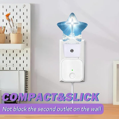 Energy Efficient Nightlights Plug in Wall, Glitter Cross Night Light for Kids Bedroom Decorative, Blue Sky Cloud Dusk-to-Dawn Sensor Sleep Friendly Lamp for Nursery Bathroom Basement