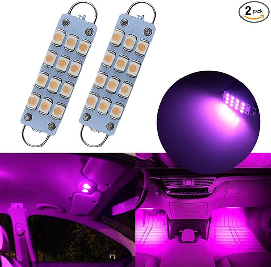 Festoon Rigid Loop 561 562 567 564 44mm Led Light Purple Pink Replacement for Car Interior Light Dome Map Light Door Courtesy Lights Trunk Light (Pack of 2)