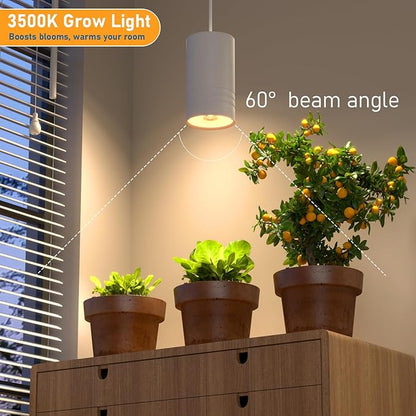 Hanging Grow Lights for Indoor Plants Full Spectrum, COB Pendant Spotlight Plant Grow Light for Large Tall Plant, Garden, Herb, Seed, with Timer and 15ft Braided Cord, 40W 3000K, Full Aluminum White