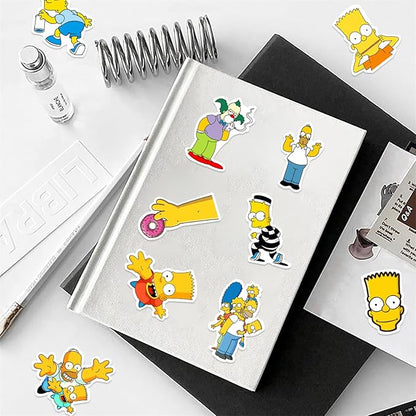 50pcs Cartoon Anime The Simpsons Stickers for Teens Adult, Waterproof Vinyl Cartoon Movie Decal for Water Bottle Skateboard Guitar Travel Case Bike Laptop,Car Bumper,Luggage,Phone (simps)