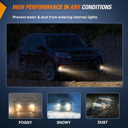 Nilight Fog Lights Assembly Compatible with 2013 2014 2015 2016 2017 2018 2019 2020 Honda City CRV CRZ Civic Crosstour Ram Promaster Jeep Cherokee Compass Acura TSX ILX RDX Chrysler