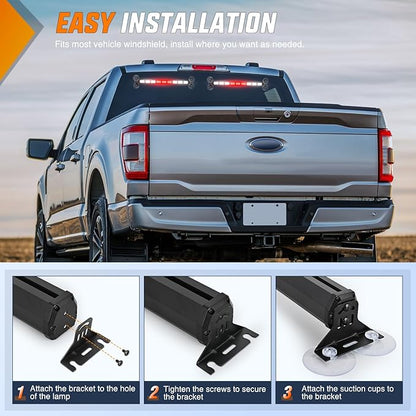Nilight 162 LED Traffic Advisor Strobe Light Bar 2-in-1 Red White Emergency Warning Hazard Lights with Controller 4 Switchable Color 36 Flash Pattern for Trucks Cars Tow Plow Construction Vehicles