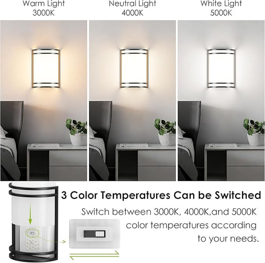 Aipsun Modern Wall Sconces Hardwired Indoor 15W LED Dimmable 3000K 4000K 5000K Black Wall Sconce Lighting for Living Room Hallway Bedroom