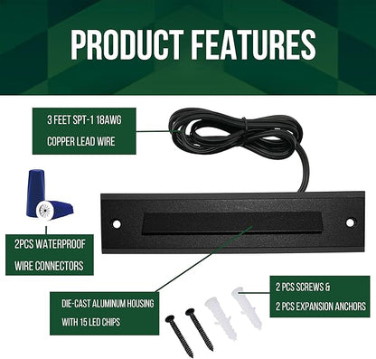 GKOLED 6 Pack LED Low Voltage Linear Step Lights, Landscape Cutoff Stair Riser Light, 2W 9-15V AC/DC 3000K Outdoor Waterproof Accent Lighting Fixtures, Die-cast Aluminum, Black Powder Coated Finish