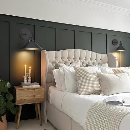 Battery Operated Wall Sconce Set of 2,Vintage Sconces Wall Decor Set of 2 with Remote,Dimmable Wall Lights for Living Room,Wall Lamp Fixture Indoor Bedroom Farmhouse Gallery Kitchen,Black