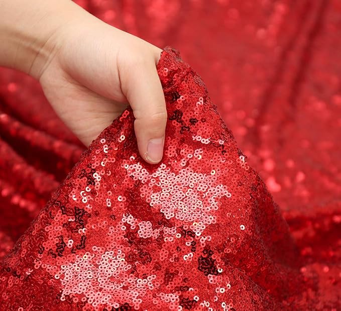 Poise3EHome Red Sequin Backdrop Curtain, 2 Panels 2Ft x 8Ft Glitter Photography Back Drop for Wedding Birthday Christmas Valentines Day Carnival Party Decorations