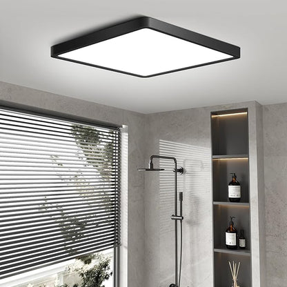 9Inch 18W Square LED Ceiling Light Fixtures Flush Mount, 3000K Warm White LED Ceiling Lamp, Surface Mount Modern Ceiling Lights, Slim Flat Panel Lighting for Bedroom, Kitchen, Bathroom Etc.Black