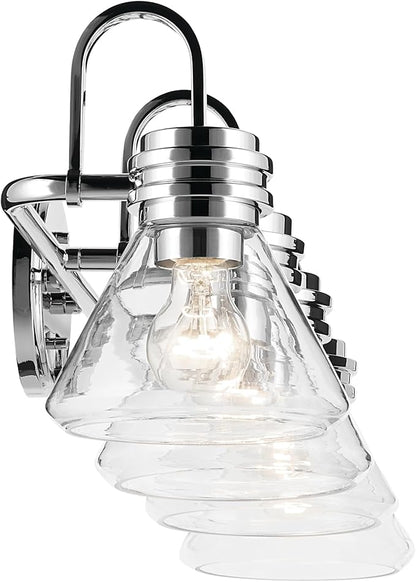 Kichler Farum 34" 4-Light Bathroom Vanity Light Fixture with Clear Glass in Chrome for Single or Double Vanity Over Mirror, Modern Wall Mount (34" x 9.5"), 55156CHCLR