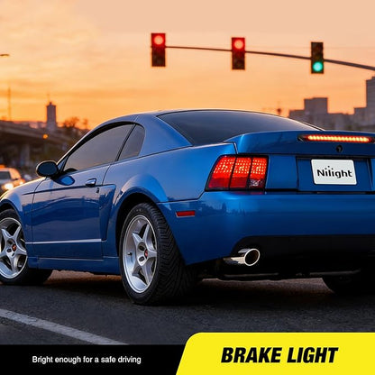 Nilight Third Brake Light Tail High Mount 3rd Stop Lights Smoked Lens Compatible with Ford Mustang 1999 2000 2001 2002 2003 2004 Car Rear Center Cab Lamp