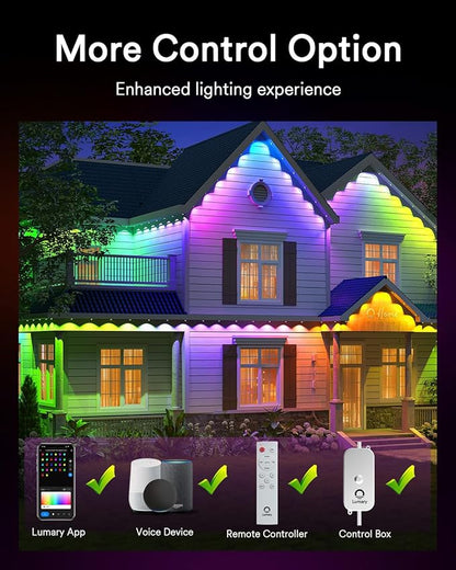 Lumary Permanent Outdoor Lights Pro 105ft with 80LED RGBAICW Smart Eave Light for Chirstmas, Work with Alexa Google IP67 Waterproof, Color Changing & White, Multi Scene for Daily Accent Lighting Decor