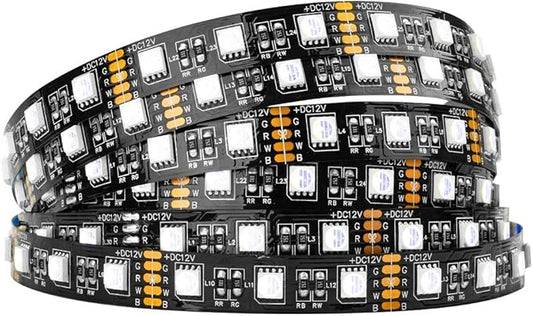 BTF-LIGHTING RGBW LED Strip Lights,UL Listed,5050 4 Colors in 1 RGB + 6000K-7000K Cool White,12V DC,16.4ft/5m 60LEDs/m 12mm Black PCB, IP30 for Home Decoration(No Adapter or Controller)