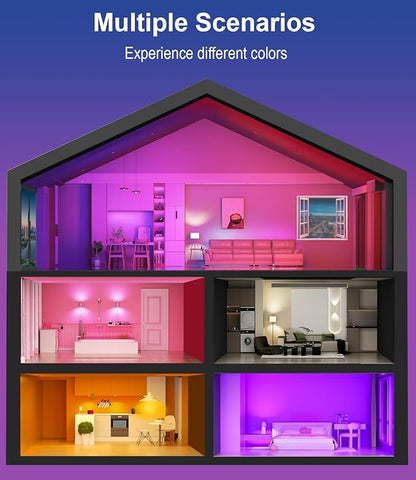 luckystyle Smart Light Bulbs, 9W A19 E26 800LM WiFi Bluetooth LED Bulbs Compatible with Alexa, Google Assistant & Home, 16 Million Colors Music Sync Color Changing Dimmable RGBWW Lights Bulb (4)