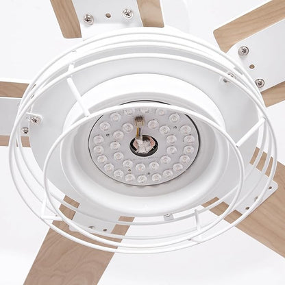 52" White Ceiling Fan with Lights & Remote -Farmhouse Ceiling Fan for Bedroom with High Airflow,Quiet DC Motor 6-Speed Indoor/Outdoor