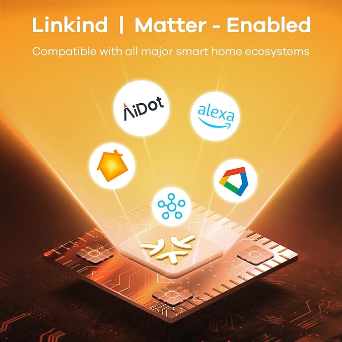 Linkind Matter Smart Light Bulb, ST19 (ST58) Smart Edison Bulbs, 2700K-6500K E26 LED Bulb 8W 60W, 800LM Edison Light Bulb, Work with Alexa, Google Home, Apple Home, SmartThings, 2.4GHz WiFi, 4-Pack