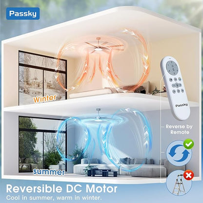 80 inch Ceiling Fans with Lights, Large Modern Ceiling Fan with Light and Remote Control, Reversible, Dimmable, 3CCT, Quiet, Nickel Ceiling fan For Bedroom Living Room Patio Farmhouse, Indoor/Outdoor