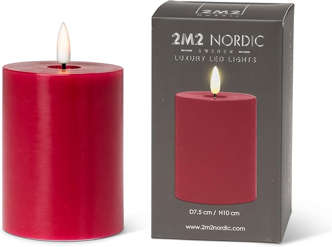 Abbott Collection Wax LED Flameless Pillar Candle - Red (3x4 H)