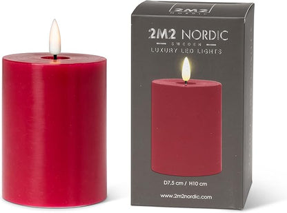 Abbott Collection Wax LED Flameless Pillar Candle - Red (3x4 H)