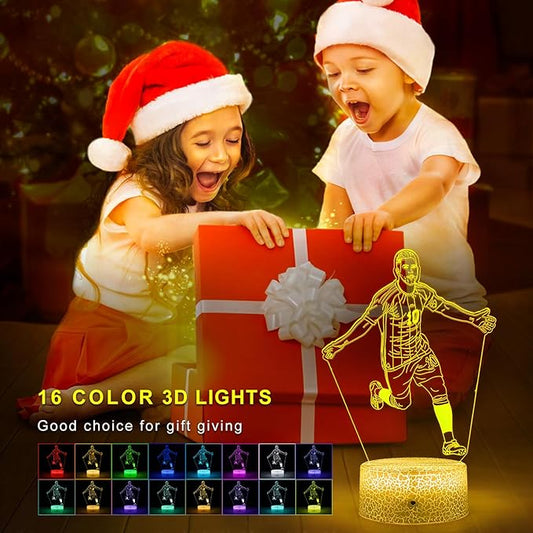Argentina Soccer Player #10 3D Illsuion Lamp for Boys,with Remote & Smart Touch, Dimmable lamp，Football Fans for Children's Room Decoration，Christmas Gifts (01)