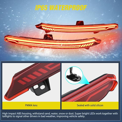 Nilight Rear Bumper Tail Light Compatible with 2018 2019 2020 2021 2022 Honda Accord 10th Red Lens LED Reflector Rear Bumper Lamps Brake Turn Signal Sequential Flashing Driving Taillights Replacement
