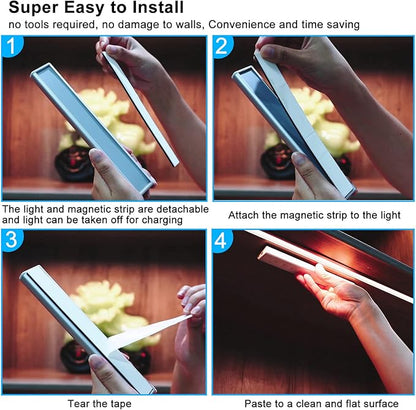 Under Cabinet Lighting Wireless Rechargeable Battery Operated LED Closet Lights Dimmable Under Counter Lights Bar with Remote, RGB Changing Perfect for Kitchen Bedroom Stairs, 6 Packs