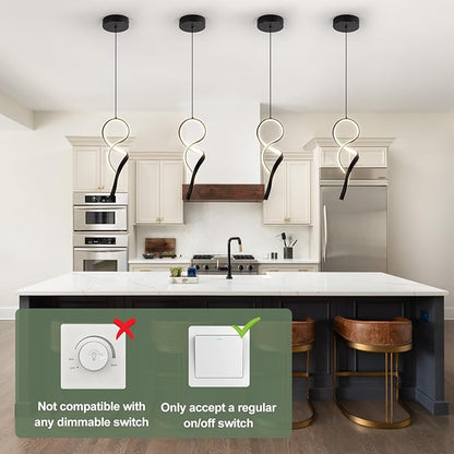 Modern Pendant Light Fixture,4500K LED Pendant Lights Kitchen Island Lighting, Adjustable Height Hanging Light for Kitchen Sink Dining Room Bedroom,1 Pack (Black)