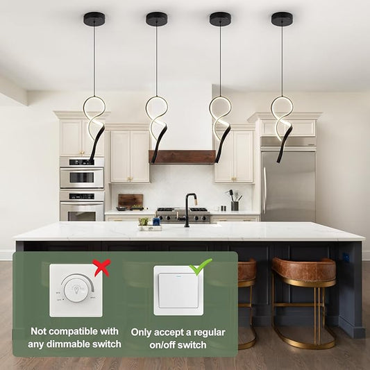 Modern Pendant Light Fixture,4500K LED Pendant Lights Kitchen Island Lighting, Adjustable Height Hanging Light for Kitchen Sink Dining Room Bedroom,1 Pack (Black)