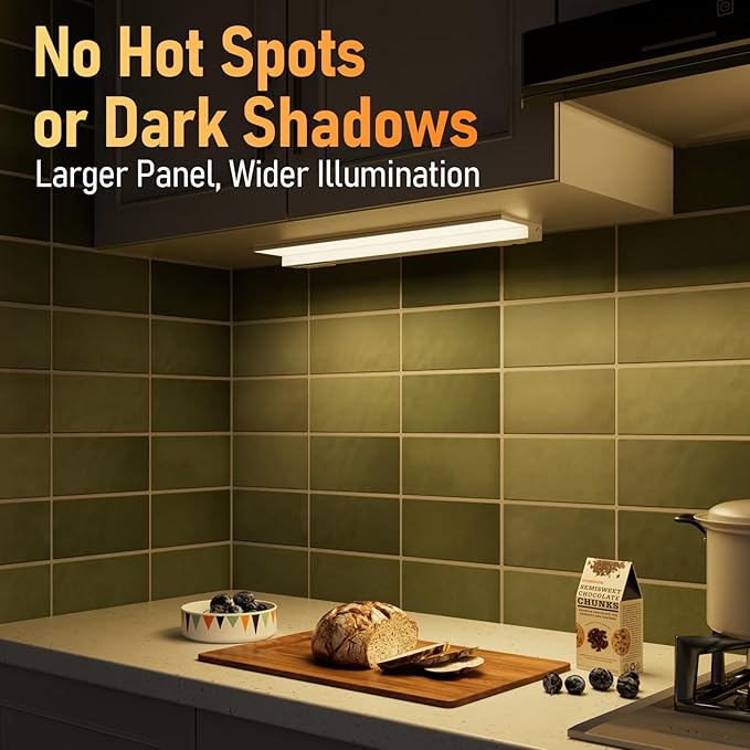 TORCHSTAR Ultra-Slim LED Under Cabinet Lighting Fits 24 Inch Cabinets, 5CCT 16W 1200LM, Hardwired & Plug-in, 120V CRI90 Linkable Dimmable Thin Under Counter Lights for Kitchen, ETL T24