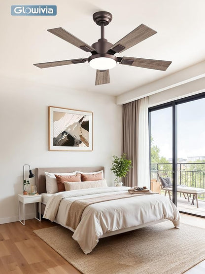 42 Inch Ceiling Fans with Lights and Remote&APP Control, Bronze Smart Ceiling Fan with 3000-6000K Dimmable, 6 Speeds Quiet Reversible Motor, Indoor/Outdoor Ceiling Fan for Bedroom Living Room