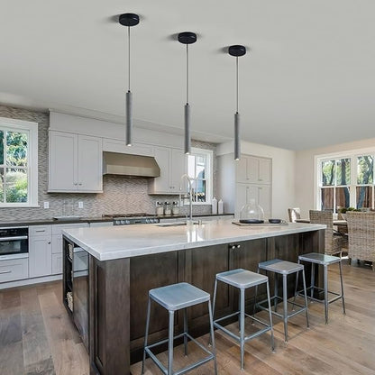 Concrete ﻿Linear Black Pendant Light,Modern Industrial Hanging Cement Pendant Lighting Fixture for Kitchen Island Dinning Room Bedroom Bedside Table Pendant Lights(1-Pack)