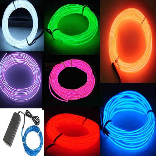 7 Pack 9ft Neon Light El Wire w/Battery Pack (Green, Blue, Red, Orange, Purple, White, Pink)