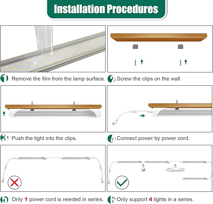 SZHLUX 6 Pack LED Shop Light 4FT 60W, 8700LM, Linkable Utility Ceiling Light 5000K Daylight White for Garage, Super Bright Integrated Lights, Under Cabinet