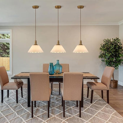 This Kitchen Island Pendant Light Features a Solid Brass Body paired with a high-Transparency Glass Shade