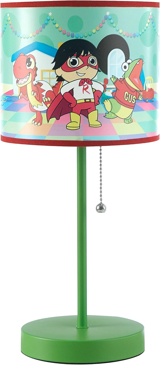 Ryan's World Stick Table Kids Lamp with Pull Chain Themed Printed Decorative Shade