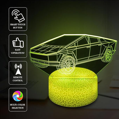 3D Cybertruck Car Night Light Gifts for Kids,16 Color Change Decor Bedside Lamp with Remote and Smart Touch, Gifts for Christmas Birthday Boys Girls