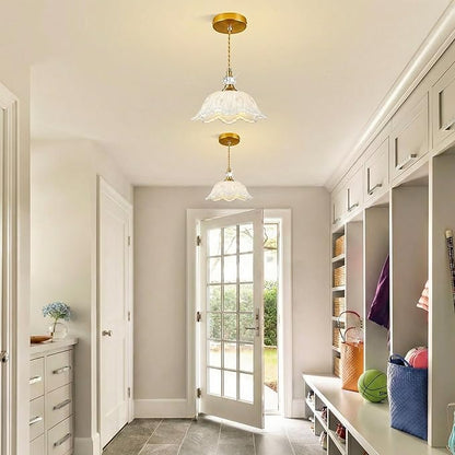 1 Piece Vintage Chandelier Light Fixtures with White Glass Shade, Matte Antique Brass Finish Pendant Light Kitchen Island, Adjustable Hanging Light for Dining Room, Hallway, Living Room, Bedroom