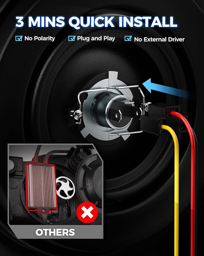 Marsauto H4 Bulbs, 800% Super Bright H4 Light Bulbs, 48000LM 1:1 Mini M1S 9003 Driving Light, 20000RPM Cooling Fan Fog Light, IP68, 3MIN Play and Plug, Pack of 2