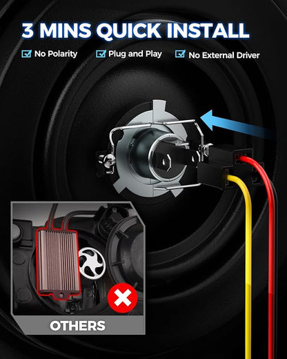 Marsauto H4 Bulbs, 800% Super Bright H4 Light Bulbs, 48000LM 1:1 Mini M1S 9003 Driving Light, 20000RPM Cooling Fan Fog Light, IP68, 3MIN Play and Plug, Pack of 2