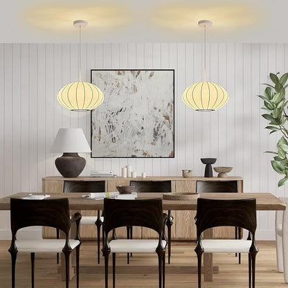 12 Inch Small Lantern Pendant Light fixtures, Imitation Silk Ceiling Hanging Pendant Light Japanese Lamp White Chandelier for Dinning Room Living Room Kitchen Island Bedroom Restaurant