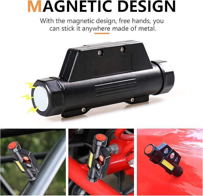 UTV Dome Light Roll Bar Interior LED Lighting for Polaris RZR Can Am ATV Golf Cart Boat Off-Road 1.5“-2.0" Roll Cage Mount Blue Red Emergency Strobe Lights Bar 2 Pack US Flag