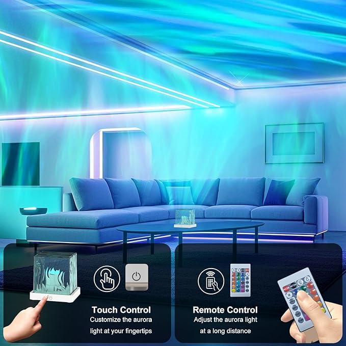 Deyagoo Northern Lights Projector, 1800mAh Rechargeable Aurora Light Projector, 16 Colors Mood Lighting Galaxy Lamp with Remote for Adult Boys Girls Gifts Room Decor
