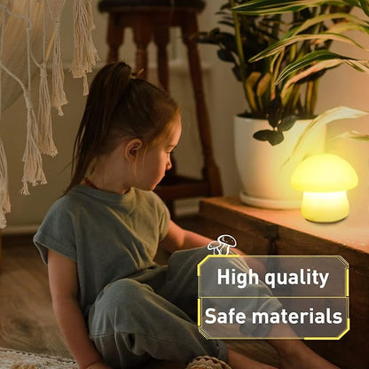 MUID Mushroom Lamp, Rechargeable Night Light, Multi-Color LED Mushroom Nightlight, Dimmable Nightlamp for Breastfeeding, Nursery Squishy Silicone Lamp for Bedroom(Tap/Remote Control)