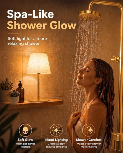 EZVALO Outdoor Cordless Table Lamp, IP65 Waterproof 4500mAh Rechargeble Shower Lamp, Dimmable Touch Lamp, LED Night Light Lamp for Bathroom Patio Camping Restaurant Home 1 Pack (Gold)