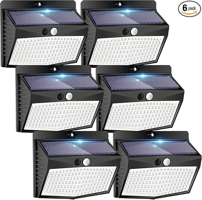 Peasur [6 Packs] Solar Lights Outdoor Motion Sensor Solar Security Lights Waterproof with 3 Lighting Modes Solar Powered Wall Lights Outside for Garden Fence Yard Deck