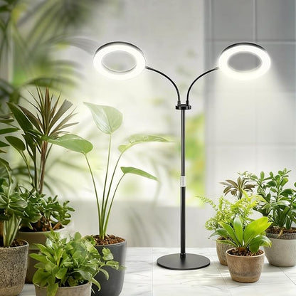 48W LED Grow Light for Indoor Plants, Dual-Head Plant Light with Full Spectrum, Adjustable Height 23-67"", Timer & Dimming, UV Light for Plants Indoor, Grow Lamp for Tall Houseplants