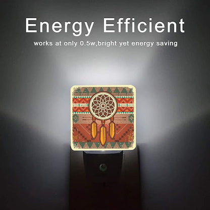 Dream Catcher Night Light,Ethnic Ornament Plug-in Night Lights with Dusk-to-Dawn Sensor for Stairway/Hallway/Bedroom 0.5W Sleep Friendly lamp for Women/Girls/Boys Gift
